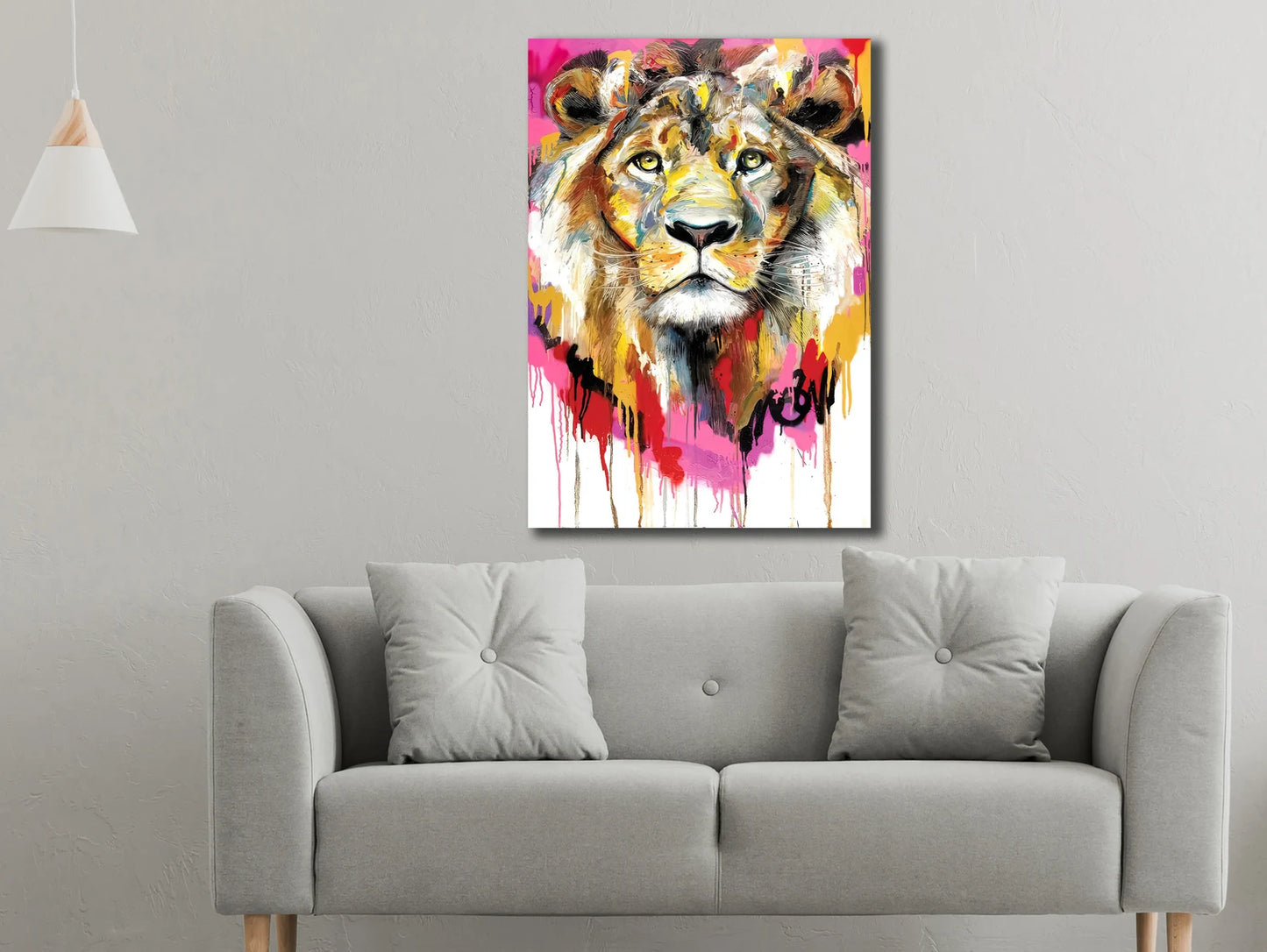 Lion in Pink and Orange Canvas