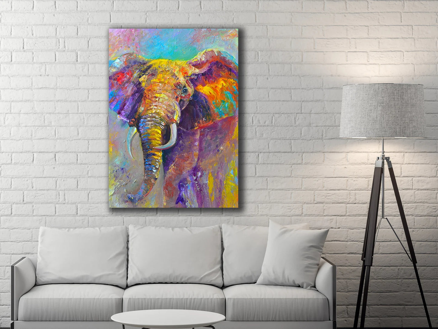 Elephant with colors canvas