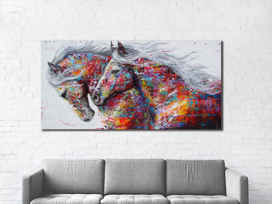 Two colorful horses canvas