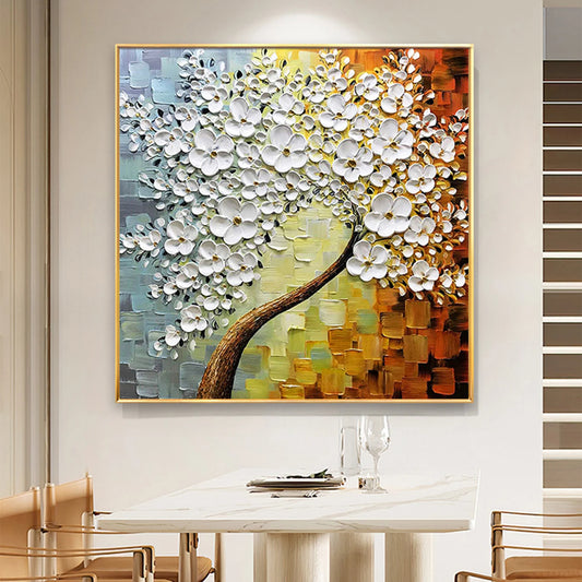 HAND DRAWN Cherry Blossom Tree Oil Painting