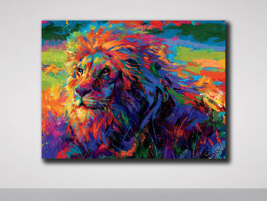 Colorful proud lion canvas