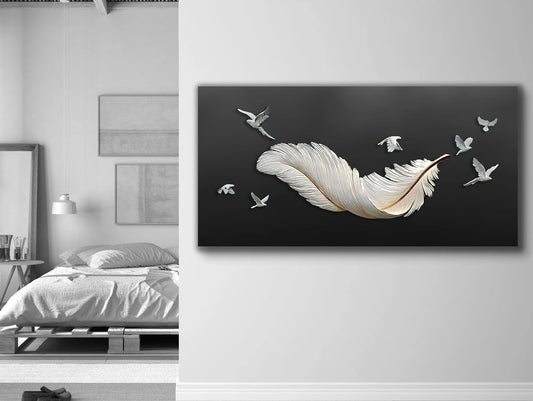 Feather and birds canvas