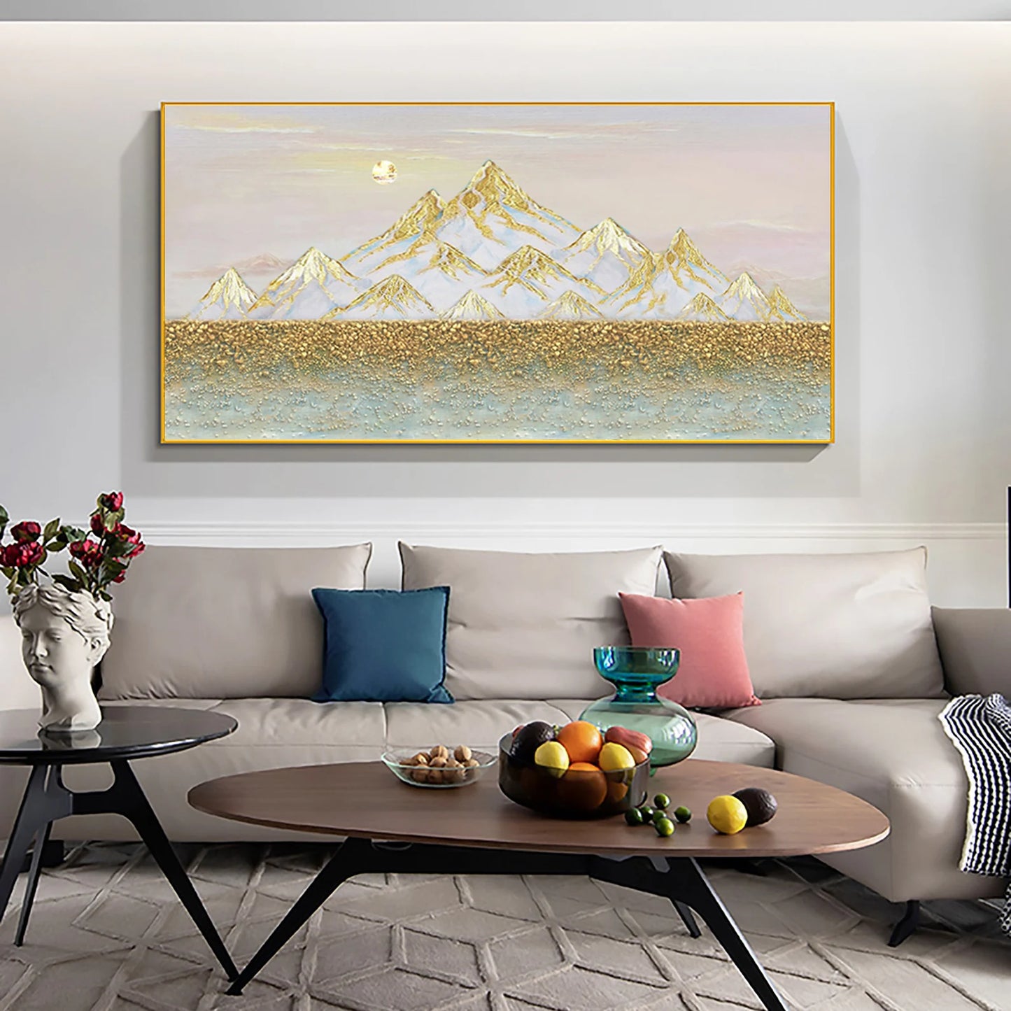 The Golden Mountains Oil Painting Handmade