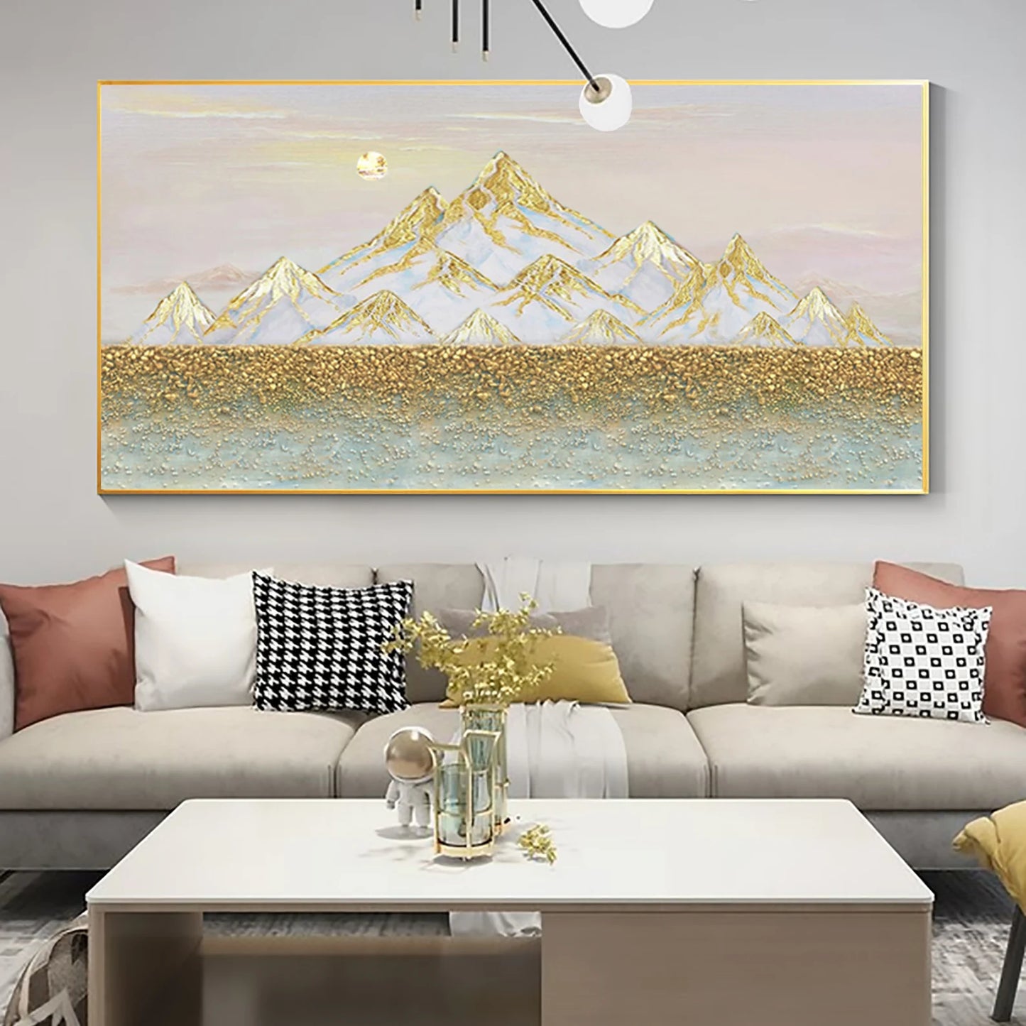 The Golden Mountains Oil Painting Handmade