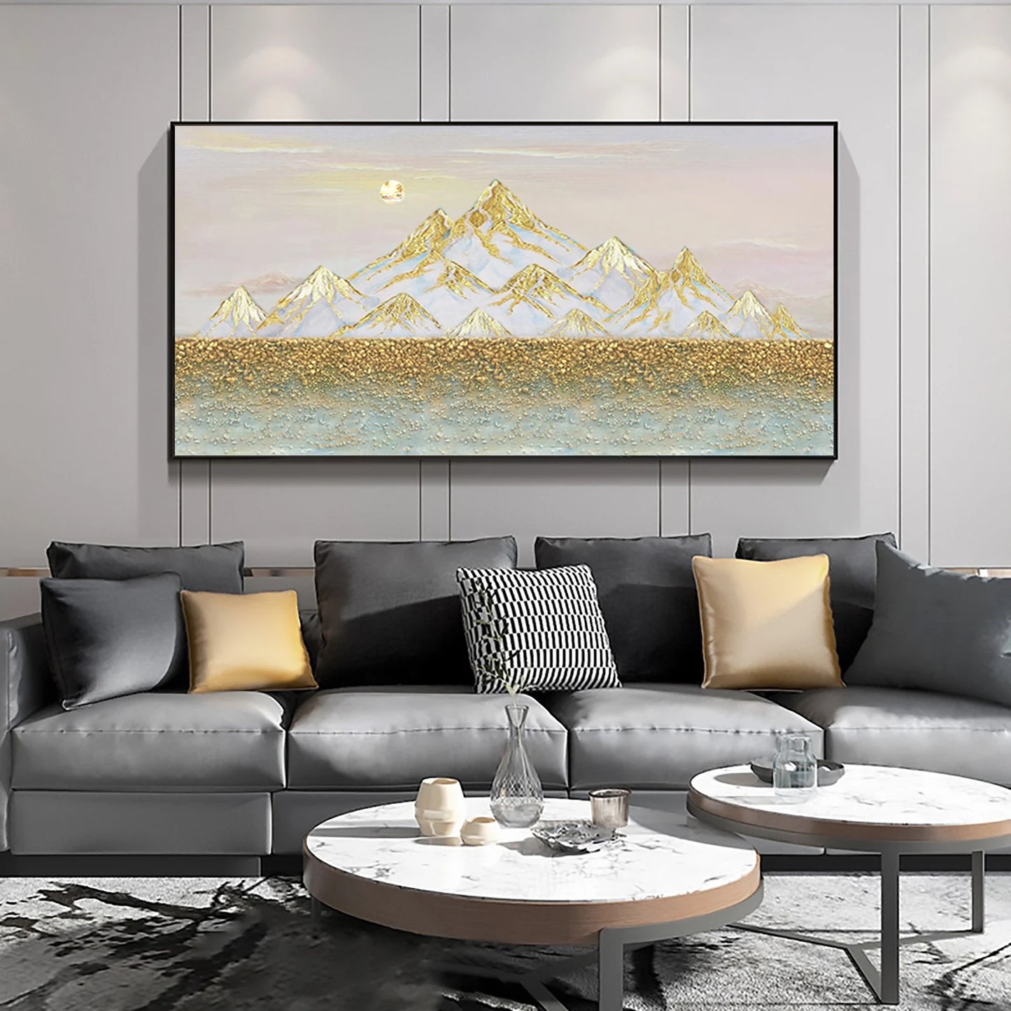 The Golden Mountains Oil Painting Handmade