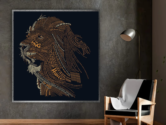 Lion with strong texts art with frame