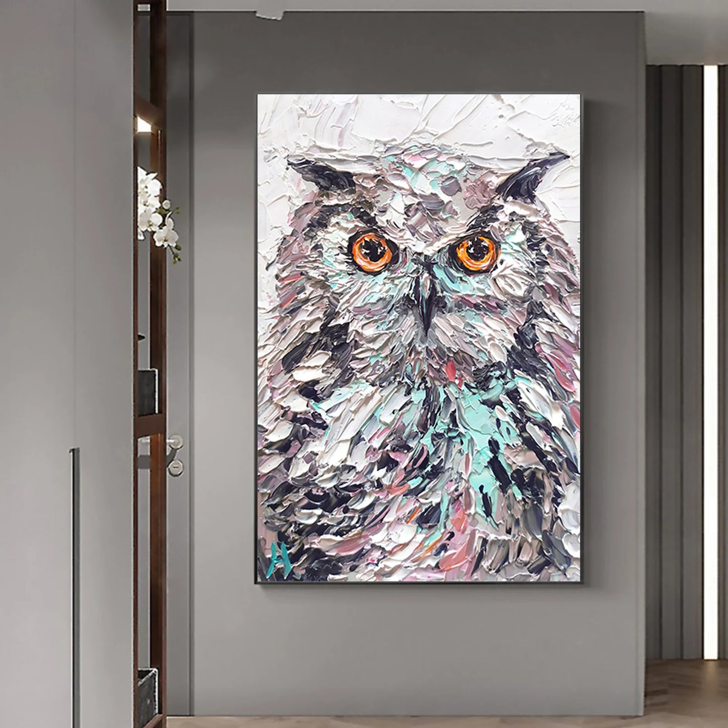 Owl Oil Painting Handmade