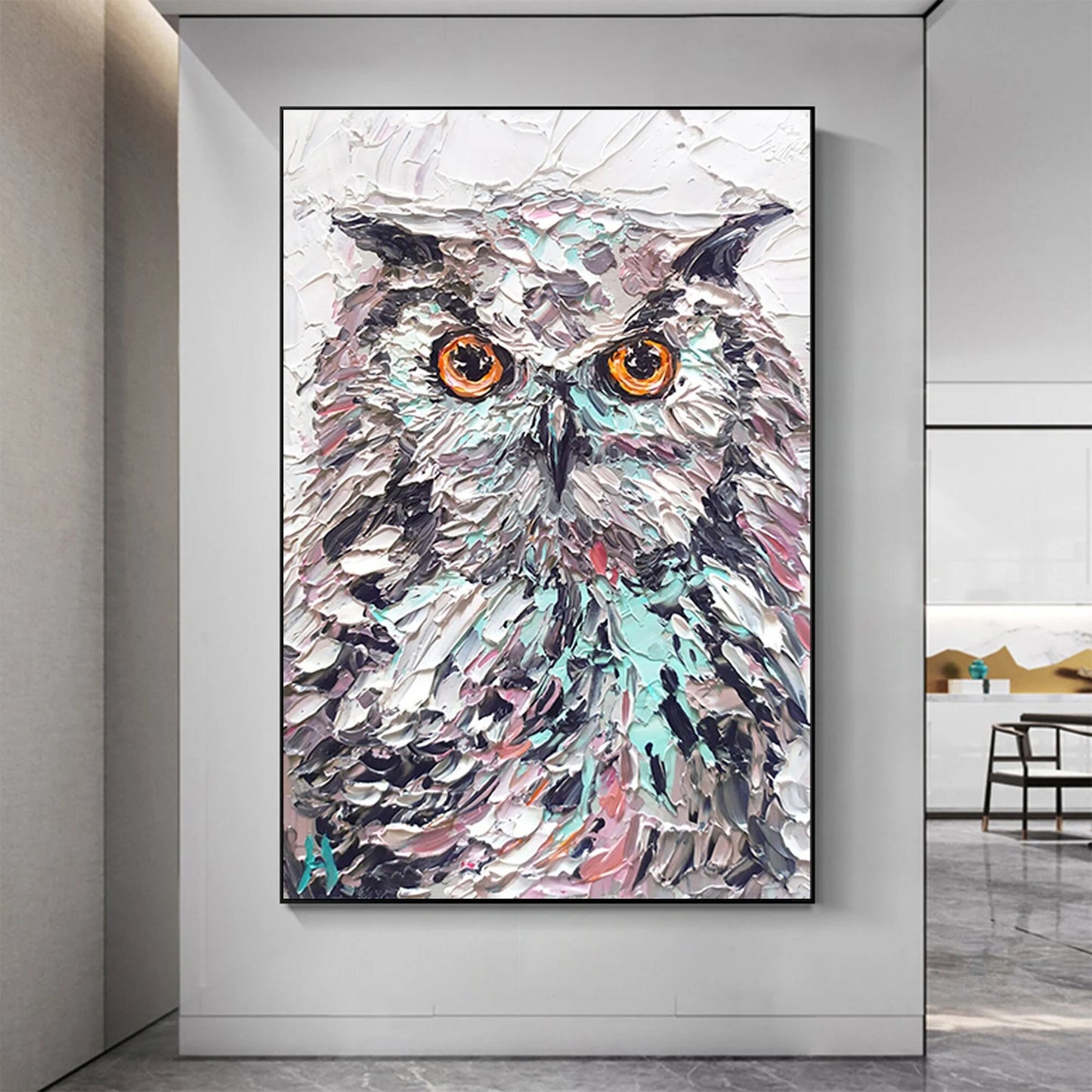 Owl Oil Painting Handmade