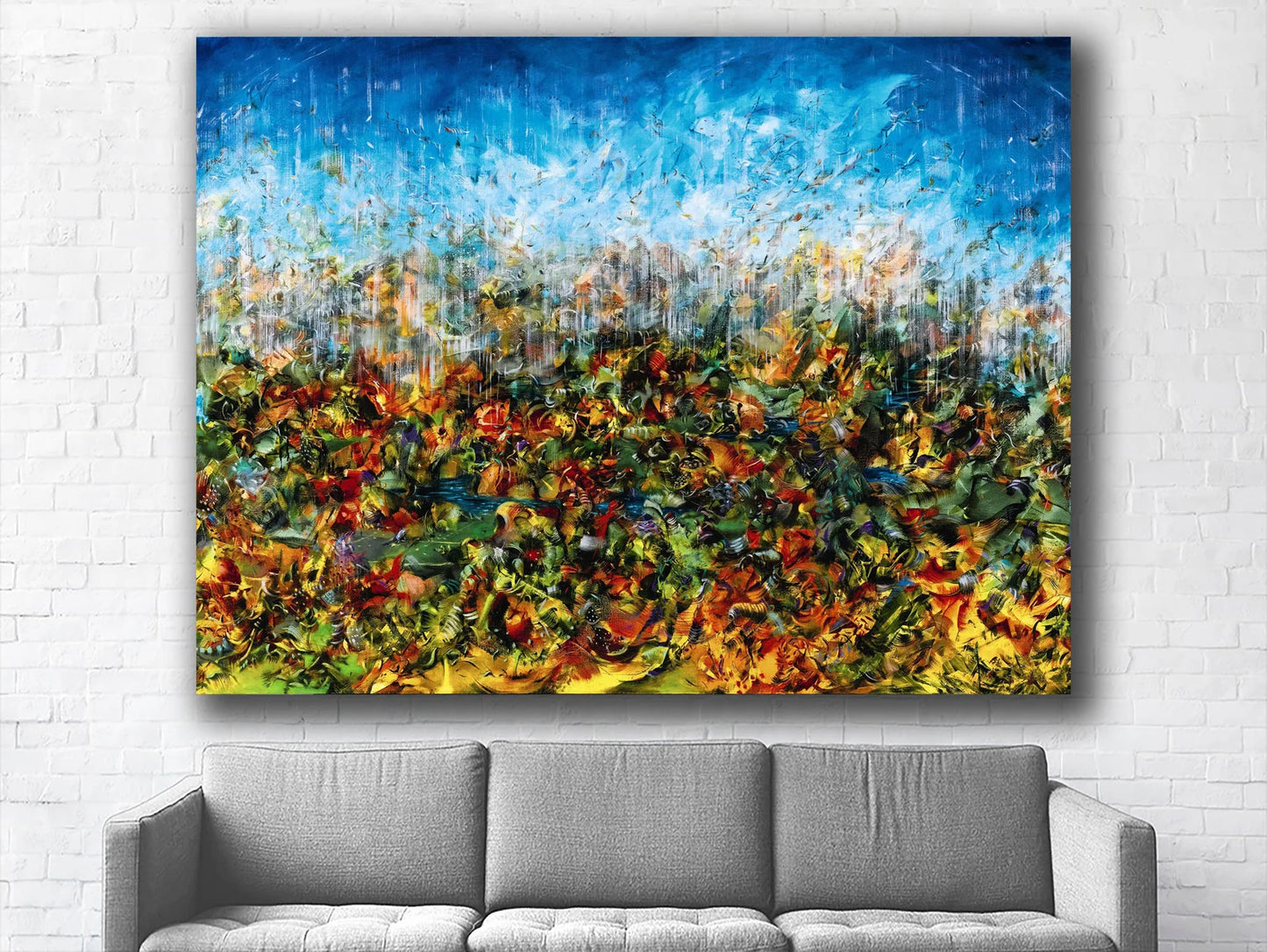 Flowers and sky canvas art