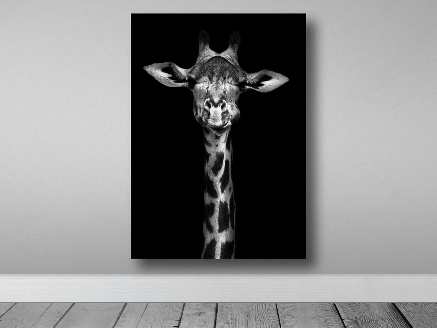 Giraffe in Black Canvas