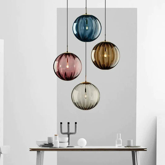 Gusto round glass pendant light